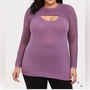 🆕NWT🔖Torrid Sexy Mixed Fabric Slit Top - 6x